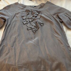 Gap Gray 3/4 sleeve ruffle neck sateen finish Women's Top size small